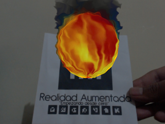 Efecto de fuego en realidad aumentada