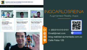Una tarjeta de presentacion con el logo de realidad aumentada empezando desde cero