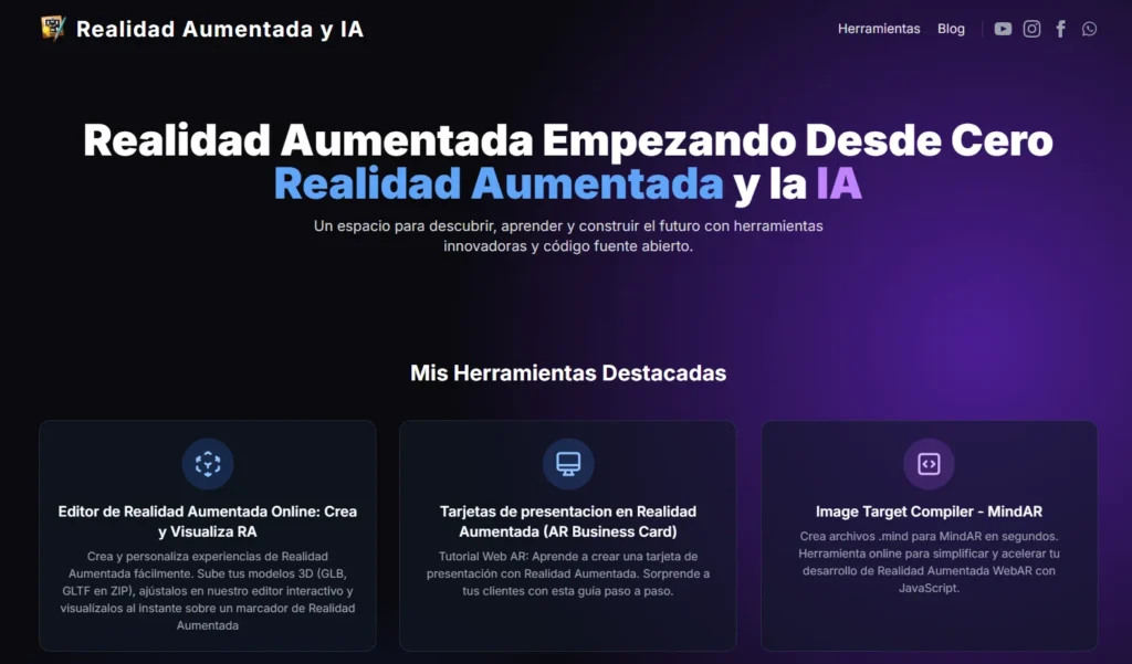 La nueva pagina web de realidad aumentada empezando desde cero