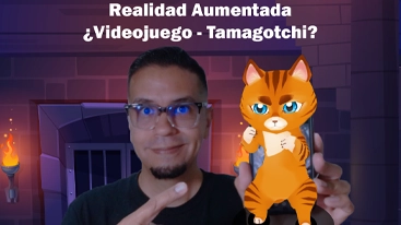 ingcarlosreina del blog realidad aumentada empezando desde cero con un fondo de calabozo y un gato en realidad aumentada en su mano izquierda