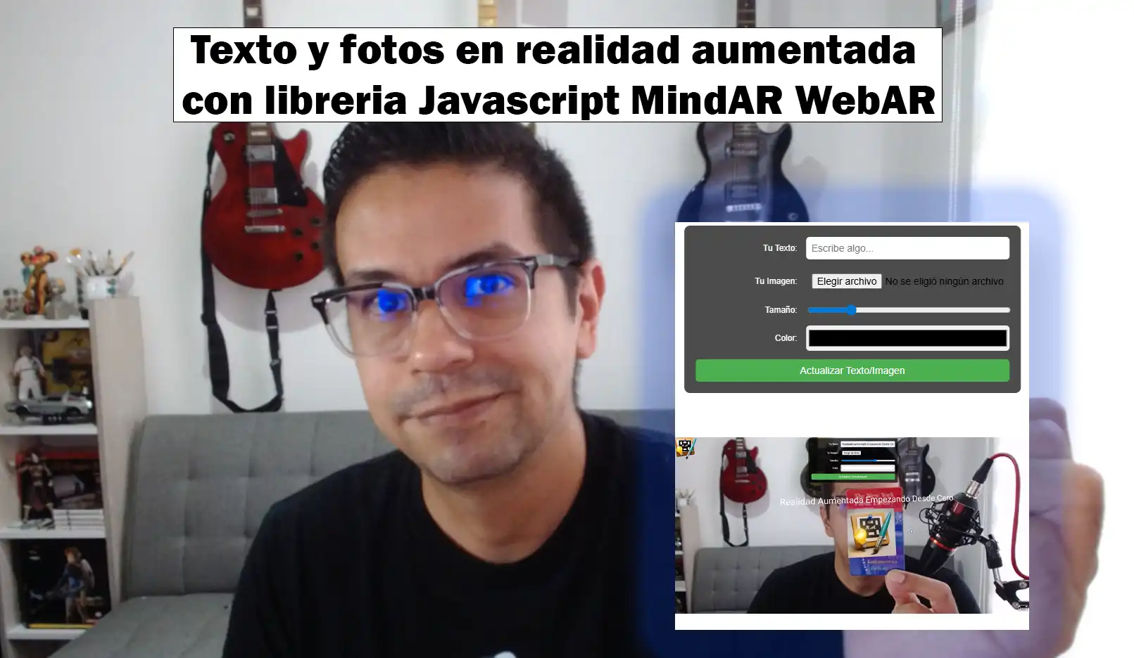 ingcarlosreina mostrando una aplicacion de realidad aumentada