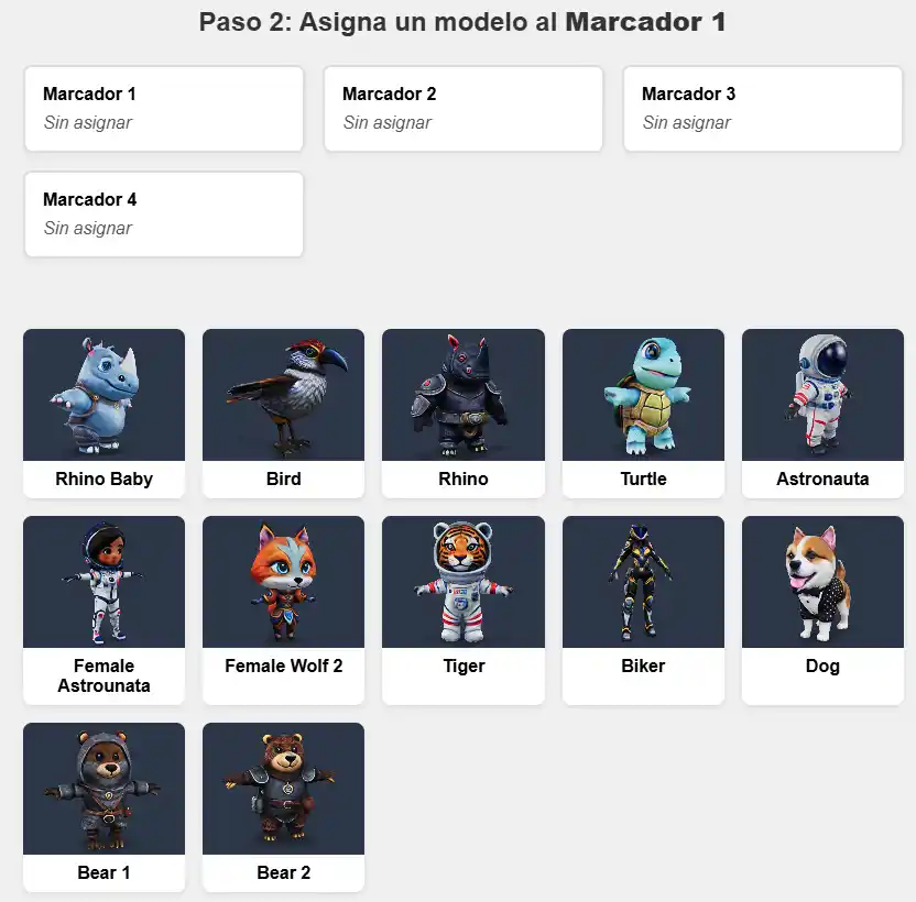 recuadros que contienen modelos 3D con fondo claro