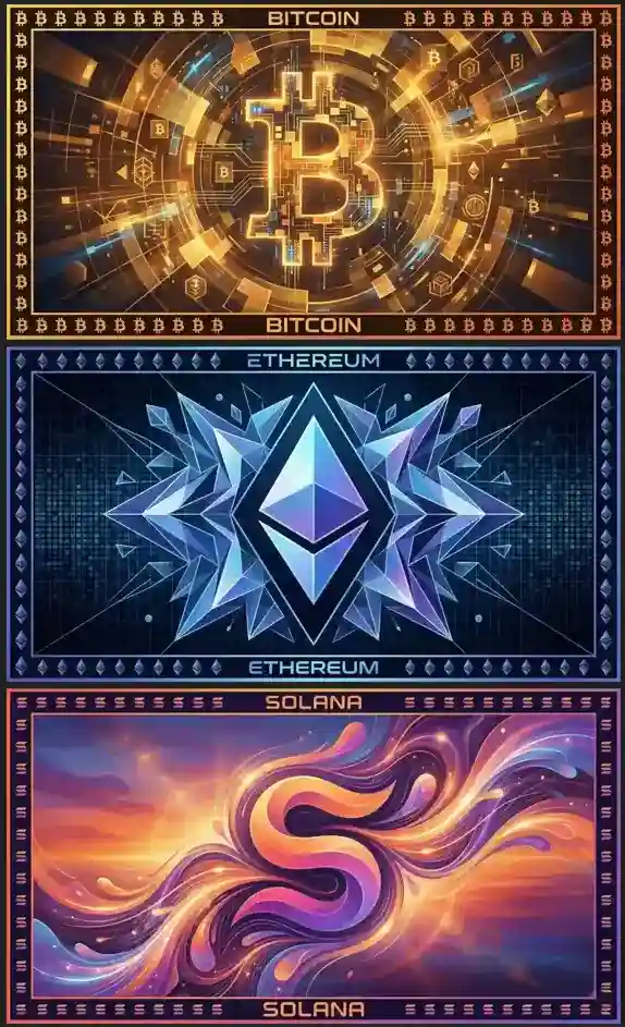 Imagenes decorativas de marcadores de realidad aumentada para cripto monedas